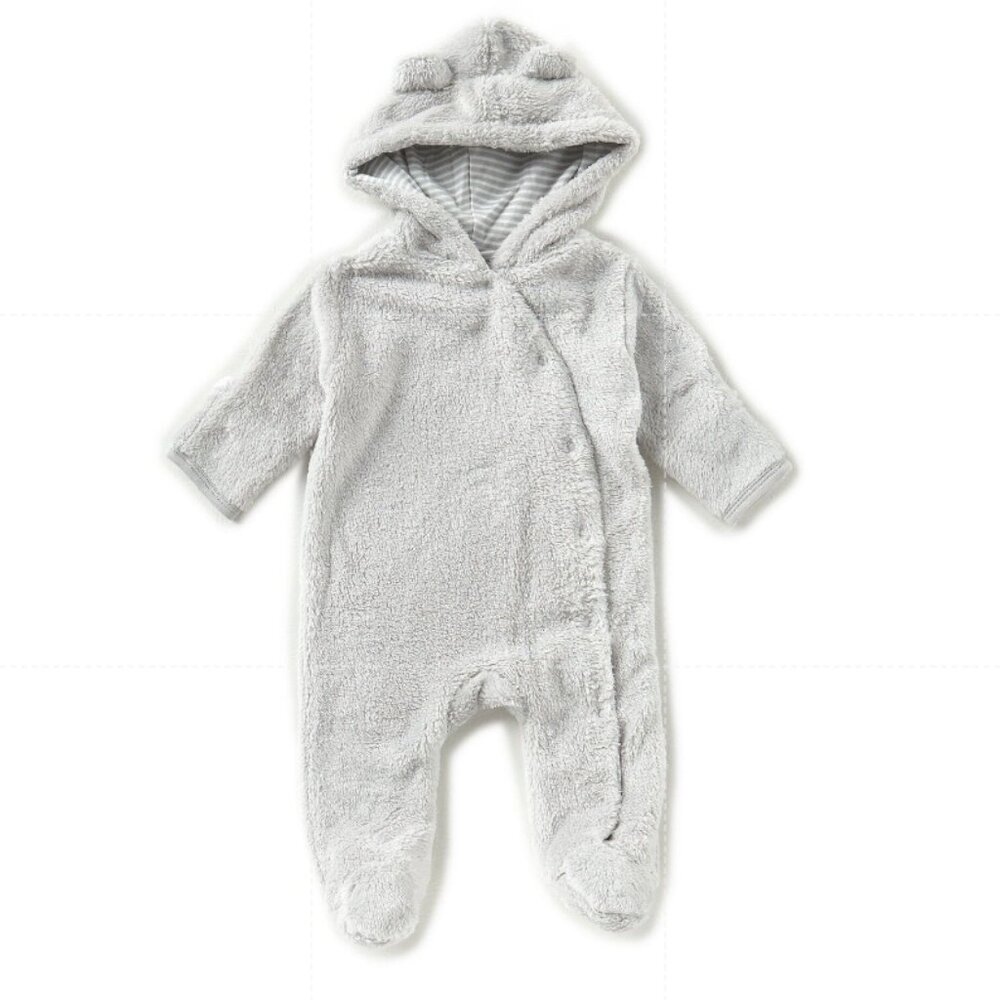 Starting Out Fuzzy Gray Onesie w/ Bear Ears on Hood, NWT!!